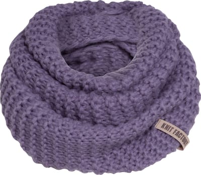 Knit Factory Alex Gebreide Colsjaal - Ronde Sjaal - Grof gebreid - Warme Wintersjaal - Nekwarmer - Wollen Sjaal - Paarse colsjaal - Dames sjaal - Violet - One Size