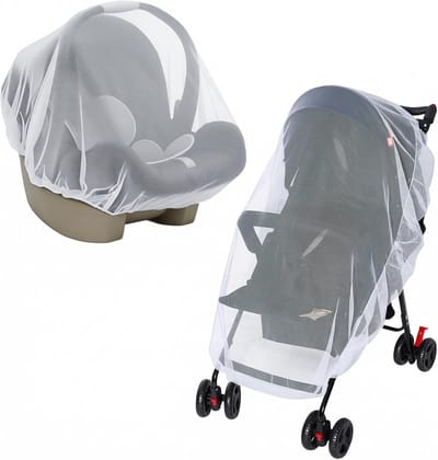 Twee babyklamboes, geschikt voor kinderwagens, wiegjes, ledikanten, autostoeltjes, draagbare mini-wiegjes en als insectennet.