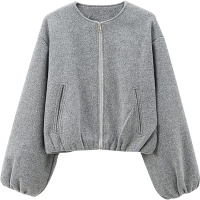 Rode Bomberjacks met Rits voor Dames Zachte Cropped Jassen Dames Lange Mouw Dames Sportjack In Bovenkleding M grijze kleur