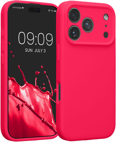 kwmobile telefoonhoesje geschikt voor Apple iPhone 17 Pro - TPU backcover met siliconen coating - Smartphone case in neon roze