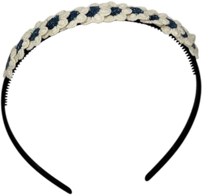 Diadeem - haarband - madeliefjes - blauw - bloemen - bloemetjes