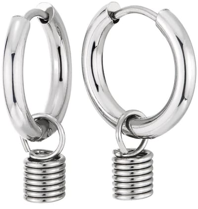 Allecto - Roestvrijstalen cirkeloorbellen - Modern design - Voor heren en dames - Scharnier - Opgerolde veren bedels - Uniek en stijlvol