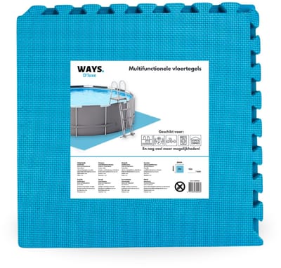 WAYS D'luxe - Multifunctionele Vloertegels - Set van 8 tegels - 50 x 50 cm - Blauw - Voor bescherming van zwembadbodem