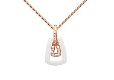 Montebello Ketting Bellis White - 925 Zilver Roséverguld - 10x19mm - 45cm