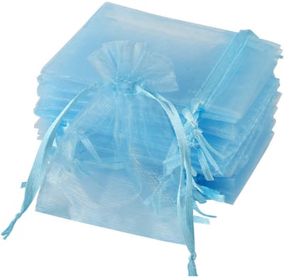 Dailygoody - Organza Tassen - Geschenktassen - Lichtblauw - Juwelen Pouches - Perfect voor Cadeaus - 120 Stuks