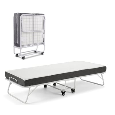 Logeerbed 90×200 met Matras - Vouwbed - Luxe - tot 250 kg - Wit - Bodo