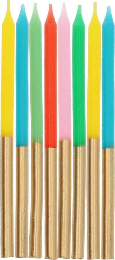Folat - Kaarsjes retro metallic 10 cm (24 stuks)