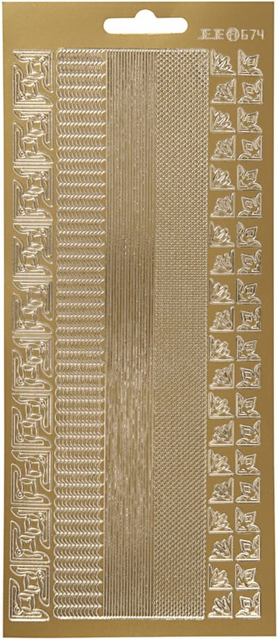 Stickers, randen, vel 10x23 cm, goud, 1 vel