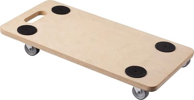 Transportroller 590 x 290 mm - 200 kg draagkracht - multiplex - PU-wielen - meubelroller hout