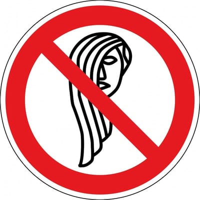 Verboden loshangend haar sticker 300 mm