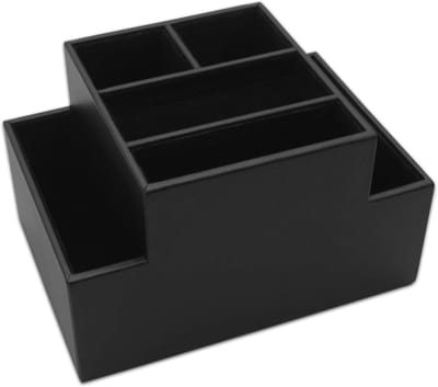 Bureau Organizer - Opberger Bureau - Bureau Organiseren - Topleer Afwerking - 17 x 12 x 10 cm - Zwart