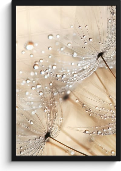 Poster in lijst - Fotolijst 40x60 cm - Posters - Paardenbloem - Abstract - Natuur - Beige - Posterlijst zwart - Decoratie - Wanddecoratie woonkamer - Muurdecoratie slaapkamer