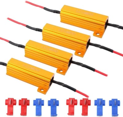 LED Belastingsweerstanden - Knipperlicht Adapter - Richtingaanwijzers Stabiliseren - 50W 6 Ohm - 50 mm - Geel