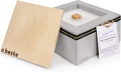 Betonnen Tafelvuur - Tuinhaard - Sfeervol Buiten - Duurzaam Lontsysteem - 20x20x11 cm - Beton