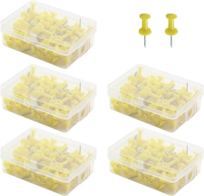 Bureaupunaises 300 stuks - Kopspijkers Prikbord - Papier Bevestigen - Afgeronde Kunststof Kop - 300 Stuks - Geel