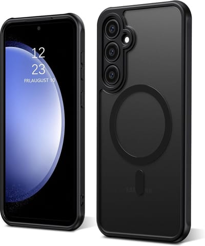 Hoesje geschikt voor Samsung S24 Zwart - Mat Zwart MagSafe Case geschikt voor Samsung S24 - Extra Camera Bescherming - Mat Zwart