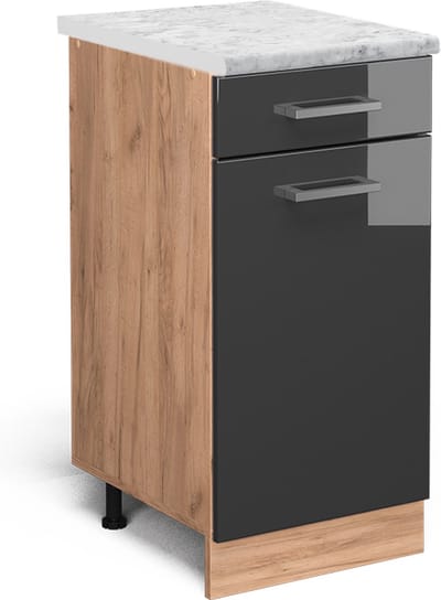 Vicco R-Line Keukenonderkast – 40 cm WB Marmer Antraciet Hoogglans
