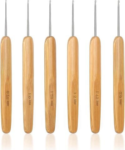 Complete Haaknaalden Set van 6 Stuks voor Beginners - Fijne Haaknaalden en Trucnaalden voor Creatieve Projecten (0.75mm, 1.0mm, 1.5mm, 1.25mm, 1.75mm, 2mm)