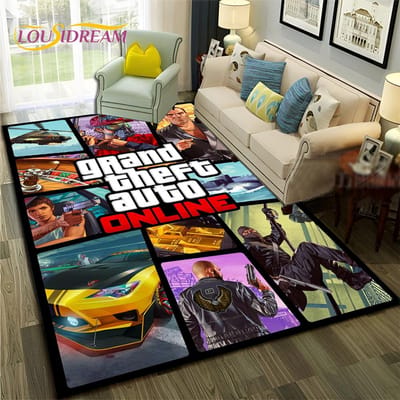 GTA 3D Games Grand Theft Auto Gamer Tapijt Vloerkleed voor Thuis Woonkamer Slaapkamer Bank Deurmat Decor,kindergebied Vloerkleed Antislip Vloermat 70x100cm