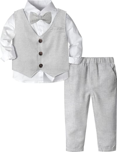 Baby Jongens Bruiloft Pakken Set - 3 Stuks - Visgraat Tweed Kleding voor Doop en Feest - Geschikt voor 1-4 jaar