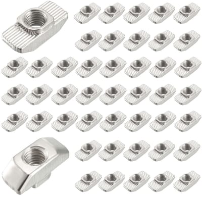 60 Stuks M6 Sleufmoeren van Koolstofstaal - T-Lock Groefmoeren voor Aluminium Profiel Extrusie en Bevestiging
