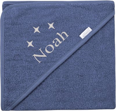 Badcape uni line - silk blue  - met GRATIS geborduurde naam