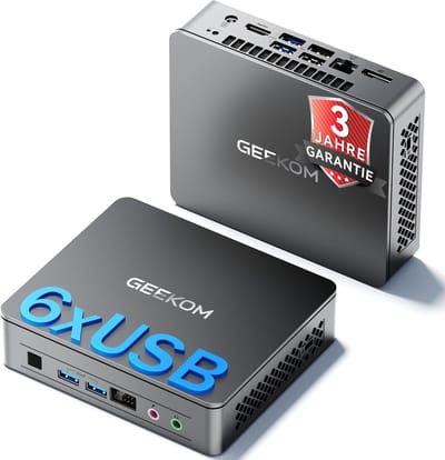 GEEKOM Air12 Lite Mini PC, Mini PC met Windows 11 Pro,Intel N95, 8 GB 256 GB SSD ,Mini Computer - 6×USB&9-PIN Ports | Dual-Display 4K@60Hz - Game PC,pc voor games en kantoor,mini-computer