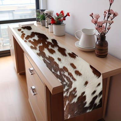 Bruin Leer Print Linnen Tafel Runner Commode Sjaal Tafel Decor Boerderij Westerse Stijl Tafel Lopers Keuken Huis Feest Decor 150x33cm gray