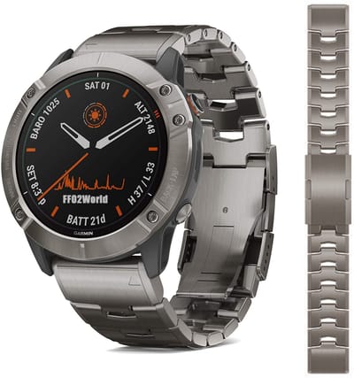 Stravo Titanium bandje geschikt voor Garmin Fenix 5x (Plus) / Fenix 6x (Pro) / Fenix 7x (Pro - Solar - Sapphire) / Fenix 8 - 51mm / Enduro 1-2-3 / Quatix 6x-7x - Quickfit 26mm band voor Garmin smartwatches - Horlogebandje - Titanium