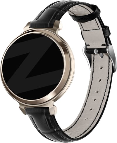 Bandz lederen band 'Crocodile' - Echt leren bandje 14mm geschikt voor Garmin Lily 2 (alleen tweede versie) - zwart