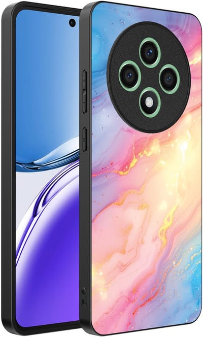 Smartphonica Telefoonhoesje Geschikt voor Oppo Reno 12F met Regenboog Glitter Marmer Opdruk - TPU Backcover Case Rainbow Glitter Marble Design geschikt voor Oppo Reno 12F