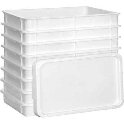 GGM Gastro 9-tlg Teigbehälter-Set - 8 Behälter & 1 Deckel - EN 600x400 - Höhe: 75mm - Polypropylen - Weiß