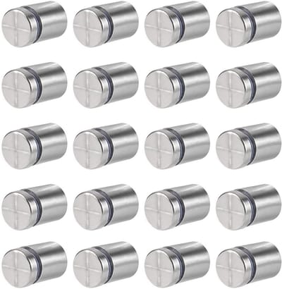 Set van 20 glazen afstandhouders 19 x 25 mm, roestvrijstalen muurbeugels voor reclameborden en displays, ideaal voor bevestiging en presentatie