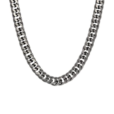 Lucardi Heren Gerecycled stalen herenketting gourmetschakel - Ketting - Staal - Zilverkleurig - 50 cm