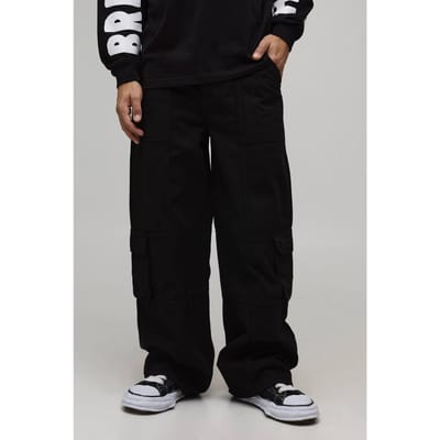Baggy Fit Vintage Overdye Cargo Trouser | Black | Size XS