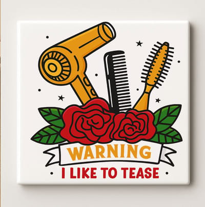 Waarschuwing Ik Plaag Graag Tegel 15x15 cm – Grappige Kapper Salon Keramische Wanddecoratie Cadeau voor Kappers en Stylisten