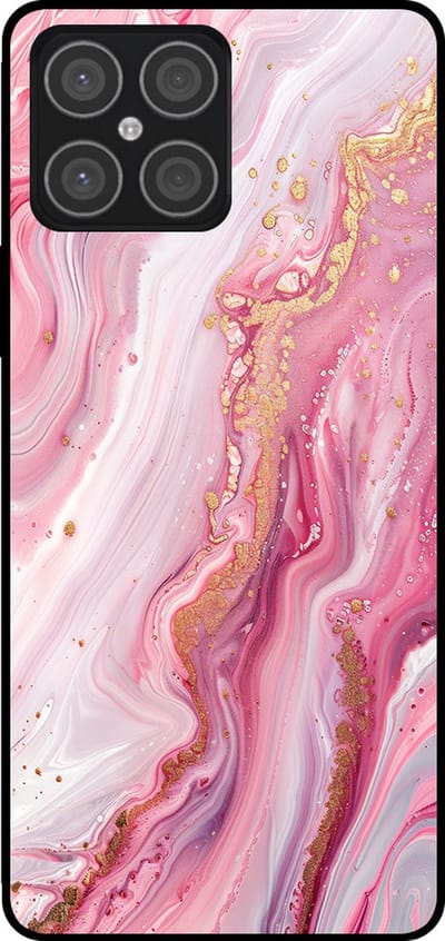 Smartphonica Telefoonhoesje Geschikt voor Huawei Honor X8 4G met marmer opdruk - TPU backcover case marble design - Roze geschikt voor Huawei Honor X8