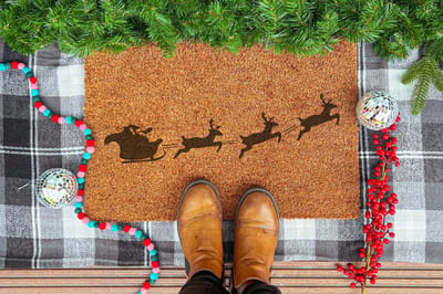 Santa Claus | 60x40 cm | Nieuwe huis cadeau | Ingangsmat | Deurmat met stijl | Verhuizing cadeau | Praktisch & trendy | Perfect voor binnenkomst | Cadeau voor nieuwe woning