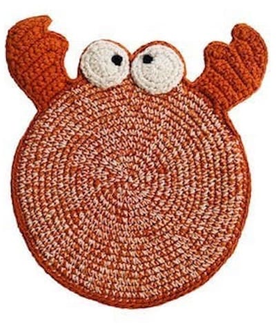 Luna-Leena duurzame platte krab met knisperend geluid - oranje - toy/knuffel 0+ - in bio katoen - hand gehaakt in Nepal - knuffeldier - knisperdoekje - sound - kraamcadeau - baby knuffelcadeau - geboorte - crab