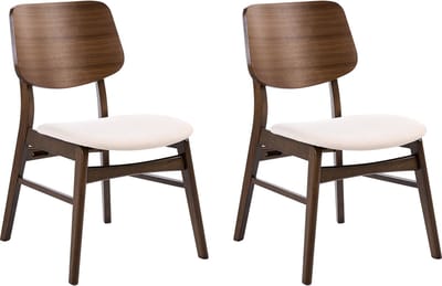 MAYER - Eetkamerstoel set van 2 - Bruin/Gebroken wit - Bouclé