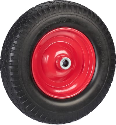 kruiwagenwiel 4.00-8 - massief rubber - stalen velg - lekvrij - 100 kg - zwart-rood