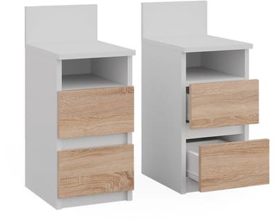 Vicco Monty Nachtkastje – Set van 2 Wit/Sonoma
