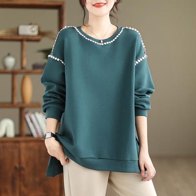 Dames Plus Size Lange Mouw Nieuwe Herfst Casual Effen O-Hals Tops T-shirts Shirt T-shirt Losse Pullover 2XL