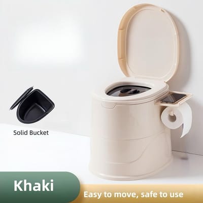 1 Stuk Wit/Kaki Draagbaar Mobiel Toilet met Deksel voor Kamperen, Buiten, Badkamer, Slaapkamer, Balkon, Wandelen, Camper, Reizen, Zwangere Vrouwen, Gehandicapten white