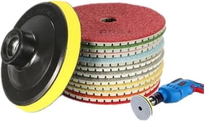 Diamant polijstschijven - Schuurschijven set - Steen bewerken - Complete 8-delige set - 10 cm diameter - Gemengd