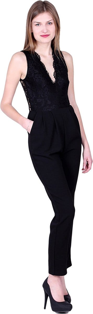 John Zack Zwarte jumpsuit met kant