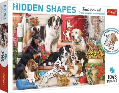 Verborgen Vormen Puzzel - Honden Plezier, 1000 Stukjes, Creatief Vermaak voor Puzzelliefhebbers