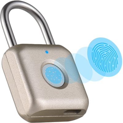 Vingerafdruk Hangslot Multifunctioneel Slim Vingerafdruk Hangslot Geen Wachtwoord Beveiliging IPX2 Waterdicht Roestbestendig zilver