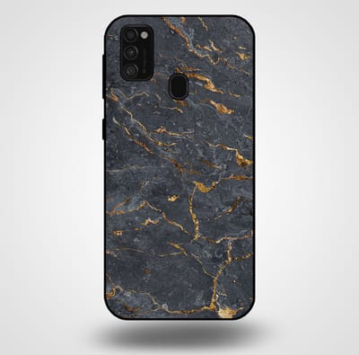 Smartphonica Telefoonhoesje voor Samsung Galaxy M31 met marmer opdruk - TPU backcover case marble design - Goud Grijs geschikt voor Samsung Galaxy M31