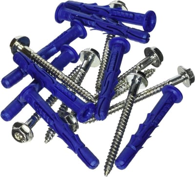 Bevestigingspluggen - Frame pluggen - Kozijnen monteren - Verzonken kraag - 10 x 80 mm - Blauw
